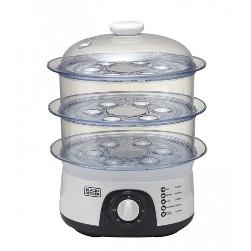 Black Decker 3 Tiers Food Steamer 775 W White